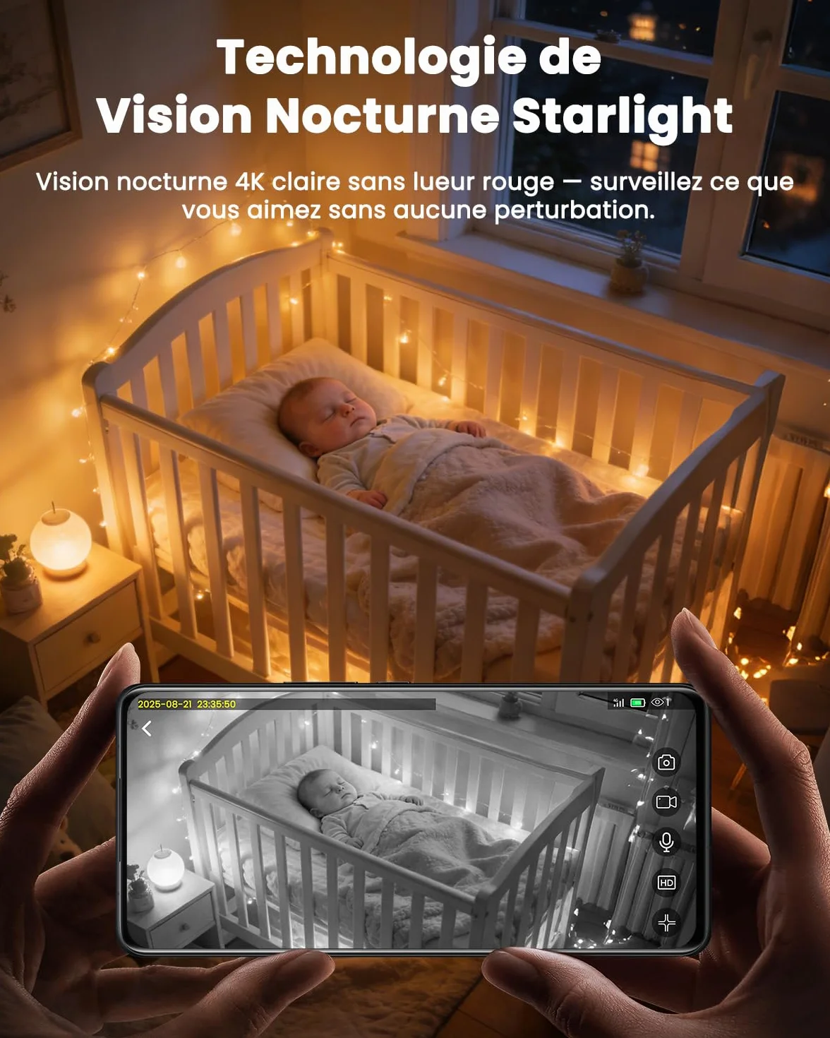 4K Mini Camera Espion sans Fil, Wi-Fi ou Mode AP sans WiFi, Camera de Surveillance sans Internet, Batterie 5200mAh, Vision Grand 160°, Vision Nocturne, Détection Mouvement IA, pour Intérieur/Extérieur