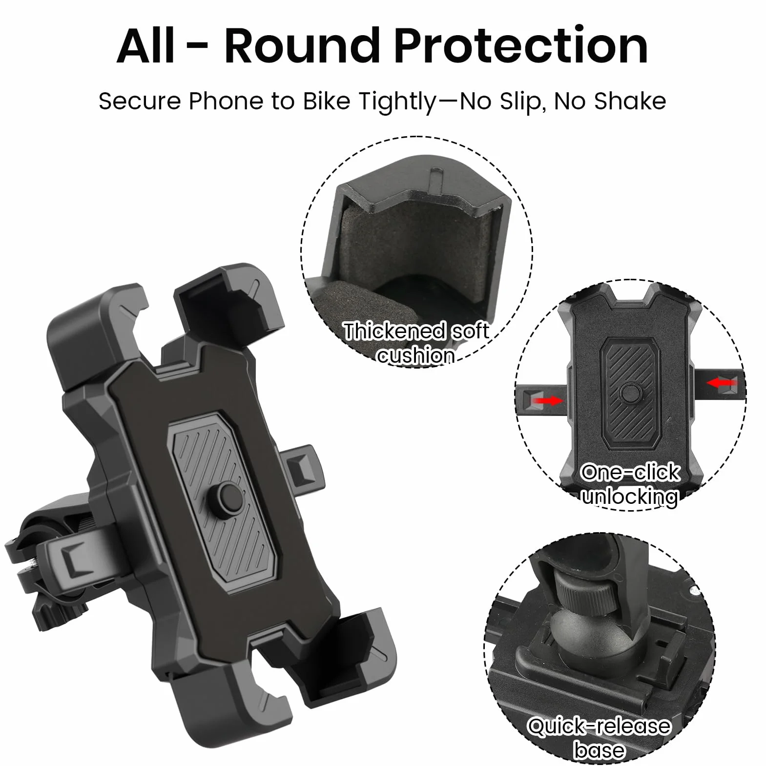 Support Téléphone Vélo Moto, Support Telephone Porte Telephone Velo Guidon Universel pour Trotinette Electrique Scooter VTT avec 360° Rotation pour iPhone 17 16 15 14 13 5,5"-7,9" Smartphones GPS