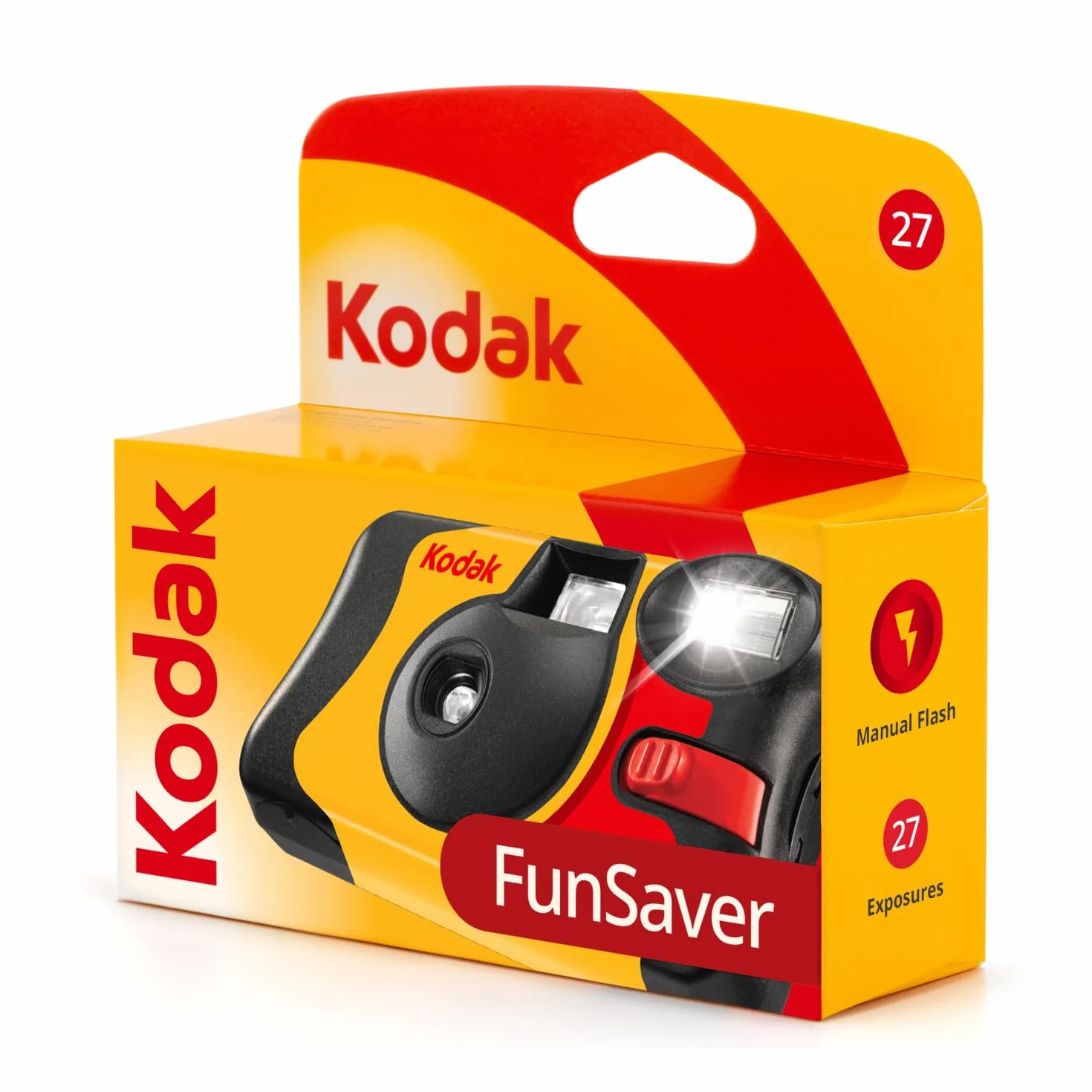 KODAK FunSaver 39 - Appareil Photo Jetable avec Flash Intégré, 39 Poses, Film Couleur 24mm ISO 800, Idéal pour Photos Spontanées, Voyages, Mariages et Moments Inoubliables