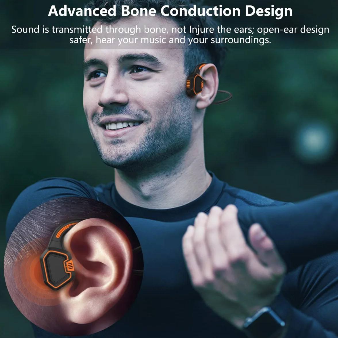 Casque Sans Fil Conduction Osseuse Bluetooth 5.1 IPX8 Étanche Sport, Écouteurs Natation 16Go MP3, Oreille Ouverte Bleu