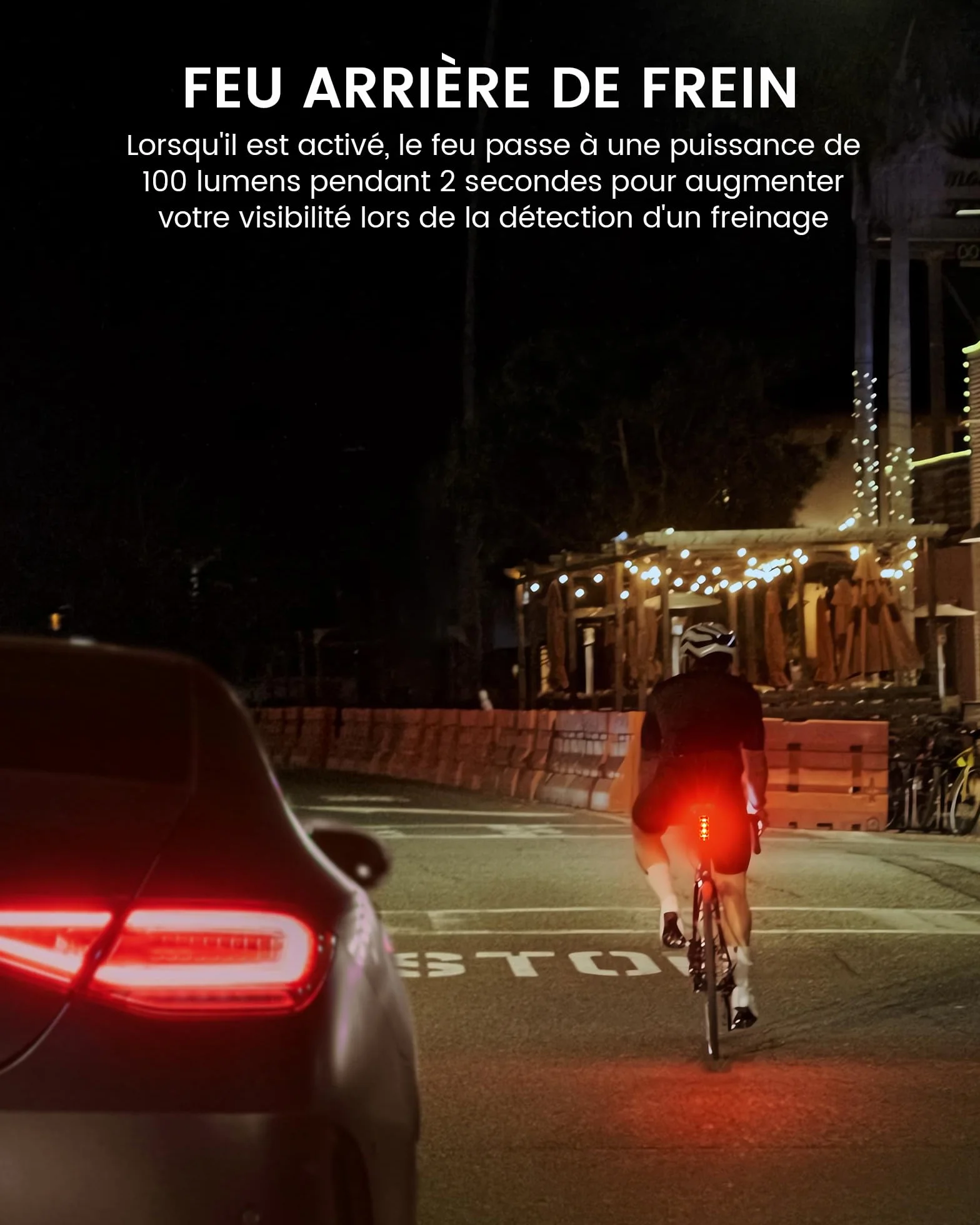 RAVEMEN Éclairage Arrière Vélo USB-C Rechargeable IPX6 6 Modes Visibilité 280°