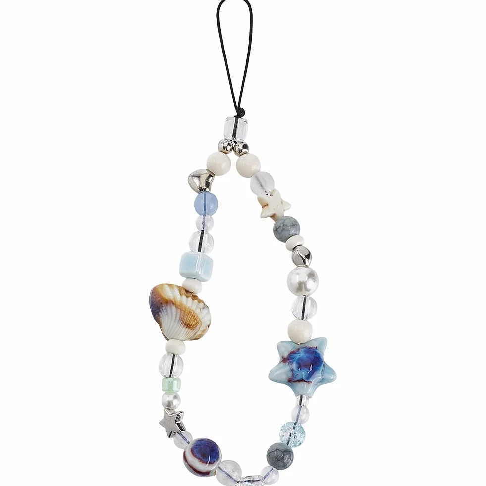 GORGECRAFT Breloque de Téléphone en Perles Style Océan Résine Acrylique Coquillage Étoile de Mer