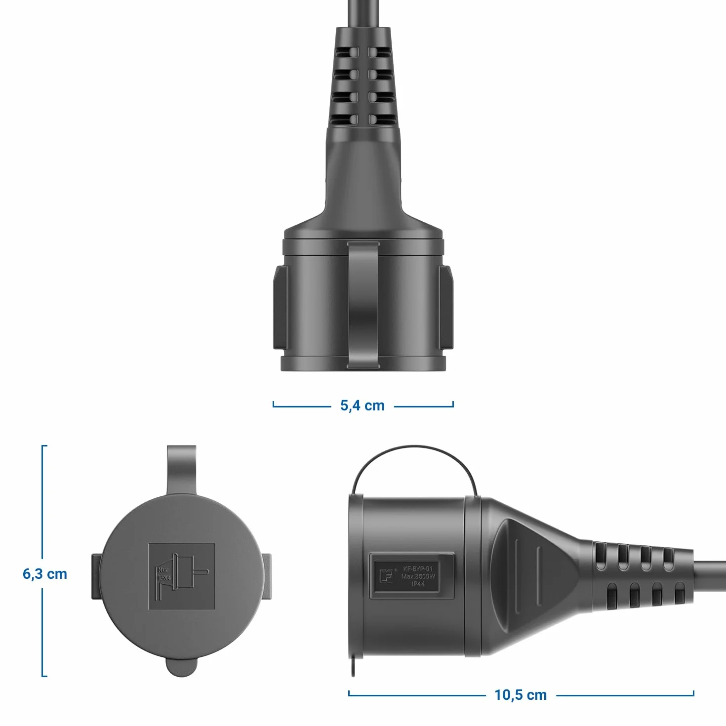 deleyCON 2m Câble Rallonge Extérieur Électrique IP44 H07RN-F 3G1.5mm² Noir