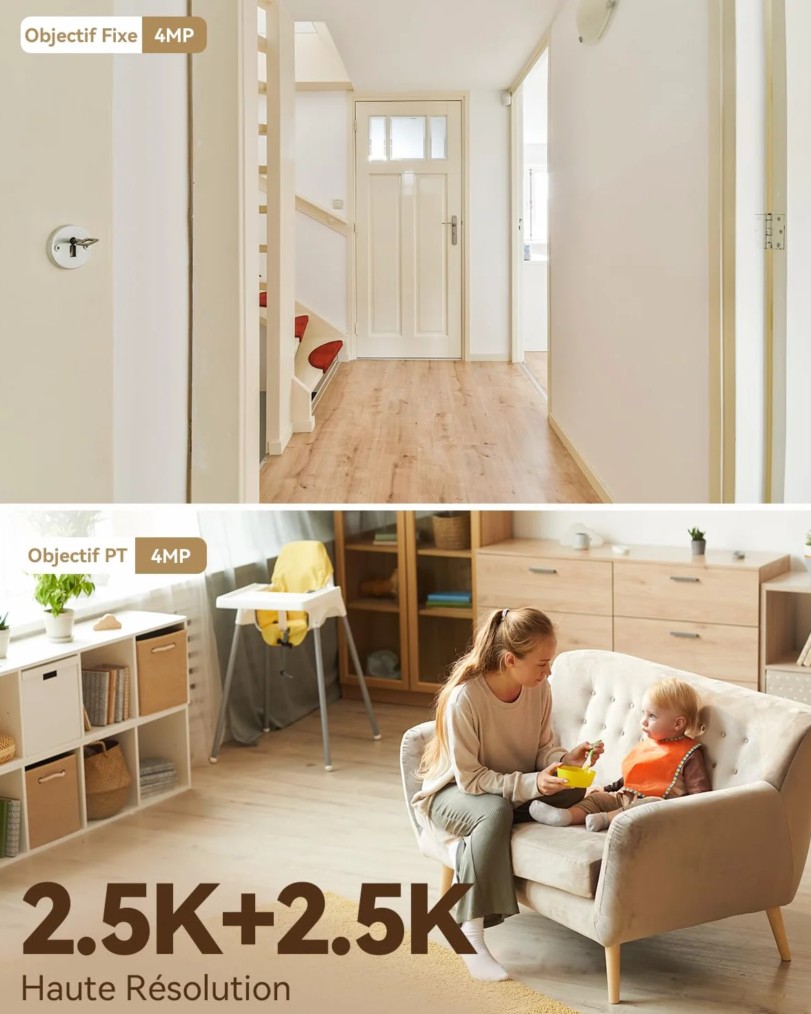 Imou 4K(4MP+4MP) Caméra Surveillance WiFi Intérieur Double Objectif, WiFi 2,4G/5GHz, Vision Nocturne Couleur, Détection de Personnes/Animaux, Suivi Automatique, Compatible Alexa pour Bébé/Chien/Maison