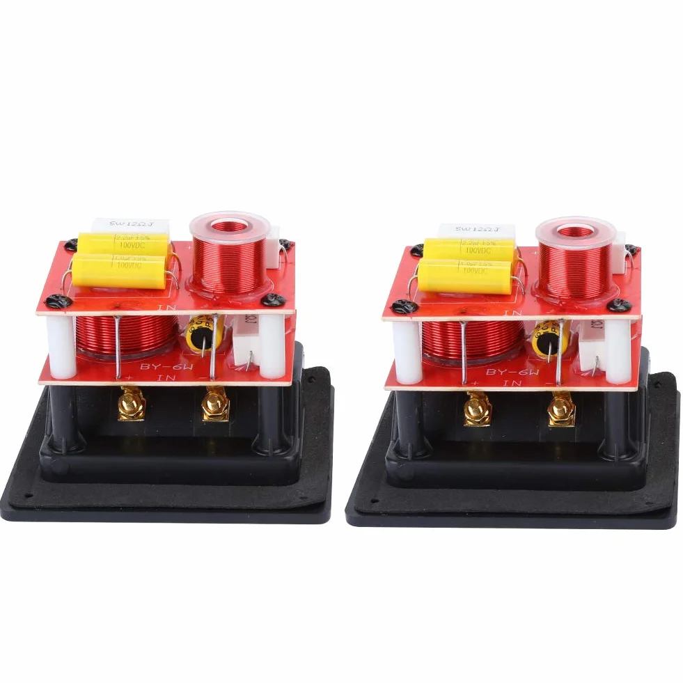 Lot de 2 Filtres Croisés HiFi, Tweeter Basse, Haut-Parleur 2 Voies, Diviseur de Fréquence 120 W, Impédance 4-8 Ohms pour Bibliothèque de 3 à 8 Pouces Haut-Parleur HiFi Fever