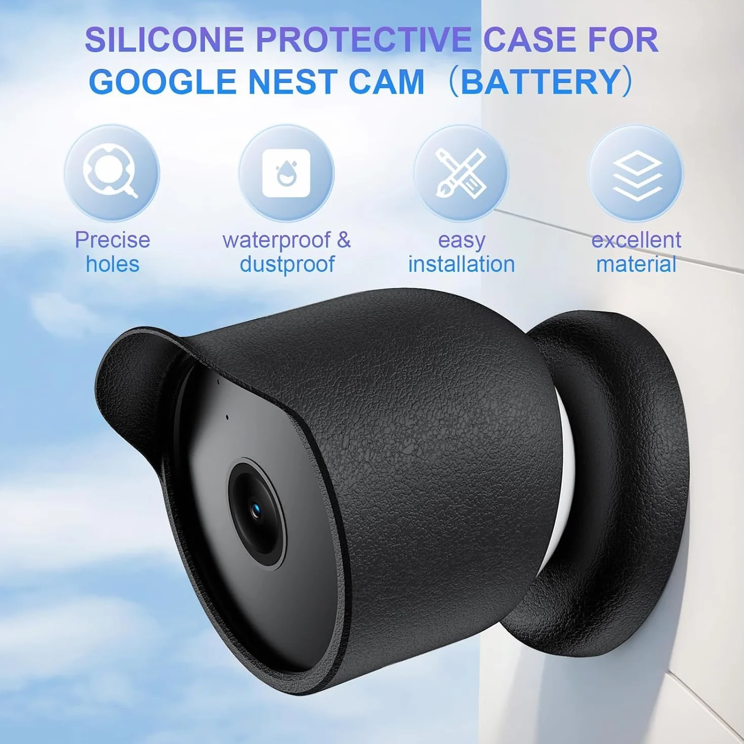 Housse de Protection en Silicone Compatible avec la caméra de sécurité extérieure ou intérieure Google Nest Cam (Batterie), étui étanche et Anti-poussière pour caméra Google Nest Cam (Batterie)