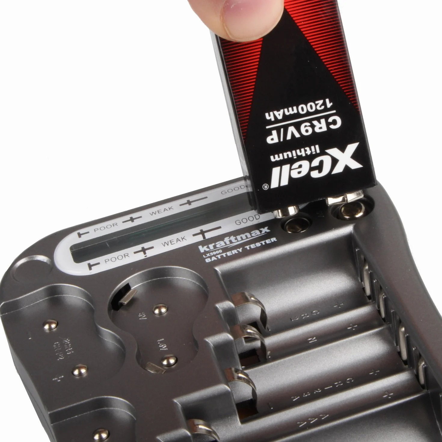 Kraftmax V2 Testeur de batterie professionnel avec écran LCD pour piles boutons