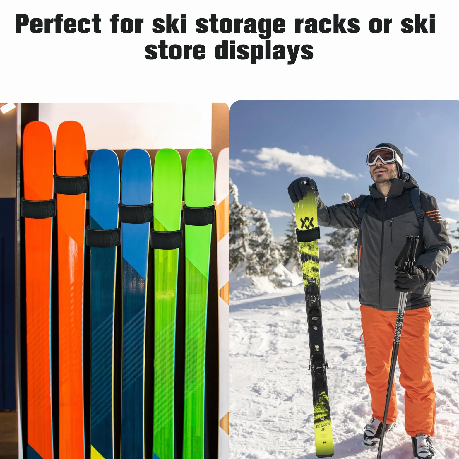 Sangles de Ski Réglables en Nylon pour Transport et Rangement