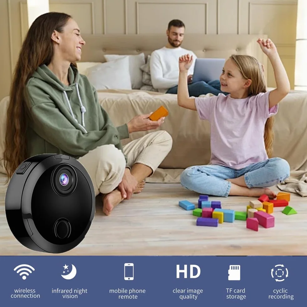 Mini Camera Espion sans Fil, Micro Camera Surveillance Wifi Interieur/Exterieur sans Fil Discrete, Vision Nocturne et Détection de Mouvement, 1080P Petit Cachee Camera Espion Bebe Maison Chat Voiture
