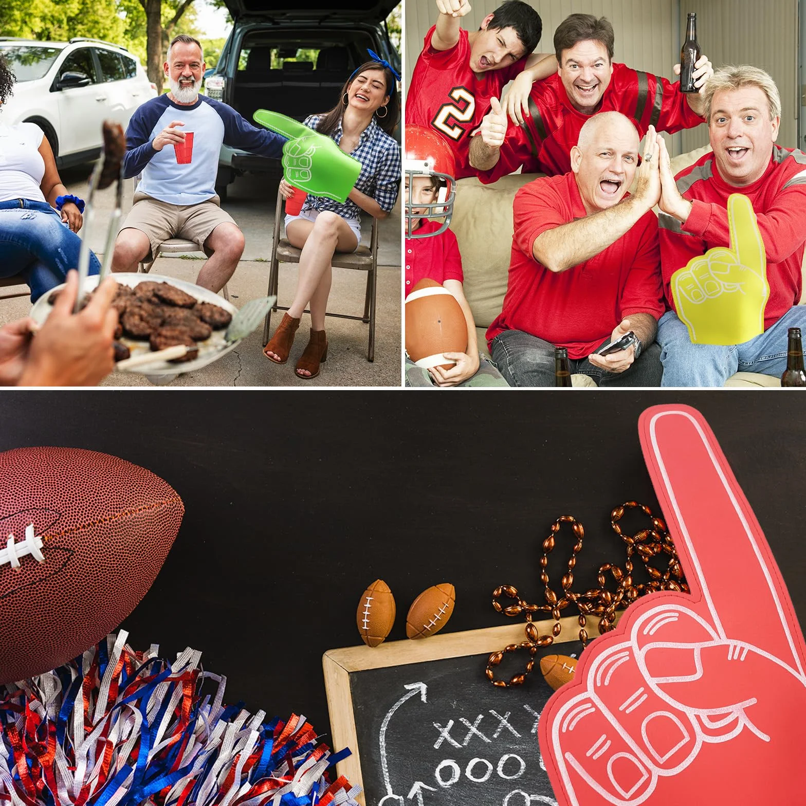 PATIKIL Géant Doigt en Mousse 18 Pouces Lot de 6, Main en Mousse Doigt de Supporter pour Événements Sportifs, Rouge Orange Violet