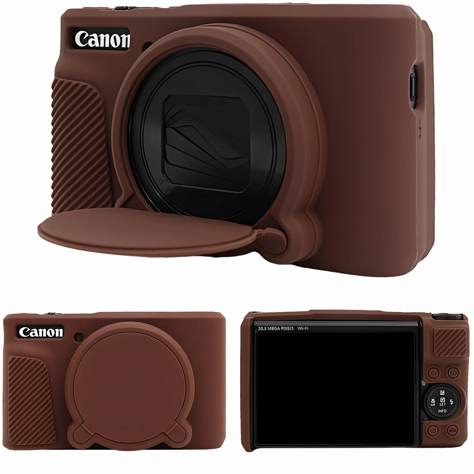 MUZIRI KINOKOO Étui en silicone compatible avec appareil photo numérique Canon Powershot SX740/SX730 HS - Housse de protection en caoutchouc souple avec couvercle d'objectif amovible - Antidérapant et