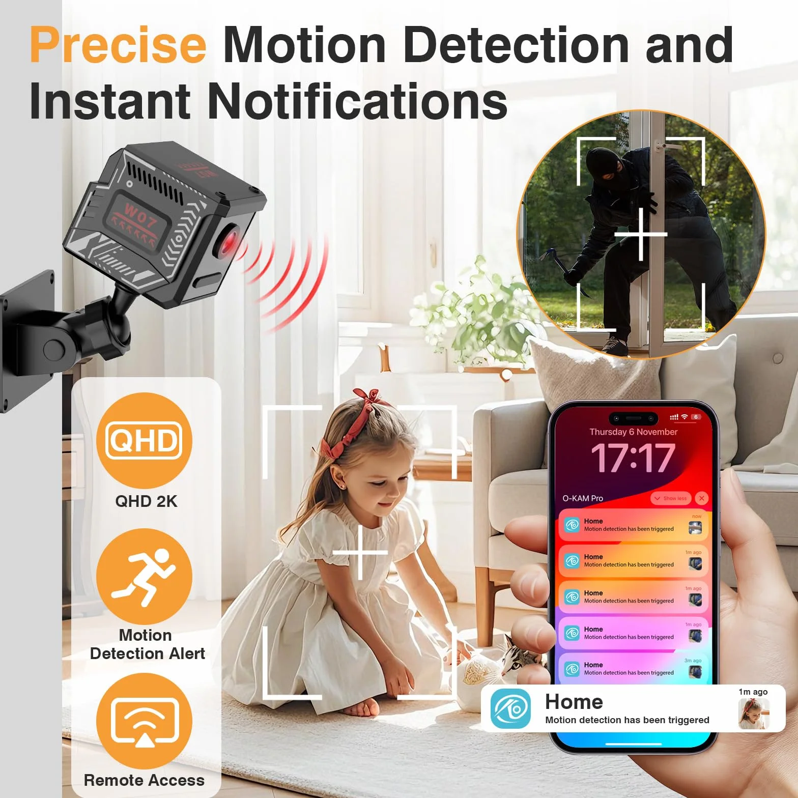 Mini Caméra Espion sans Fil WiFi Bluetooth 2K Surveillance Intérieure Extérieure Vision Nocturne Détection Mouvement Enregistrement Distance