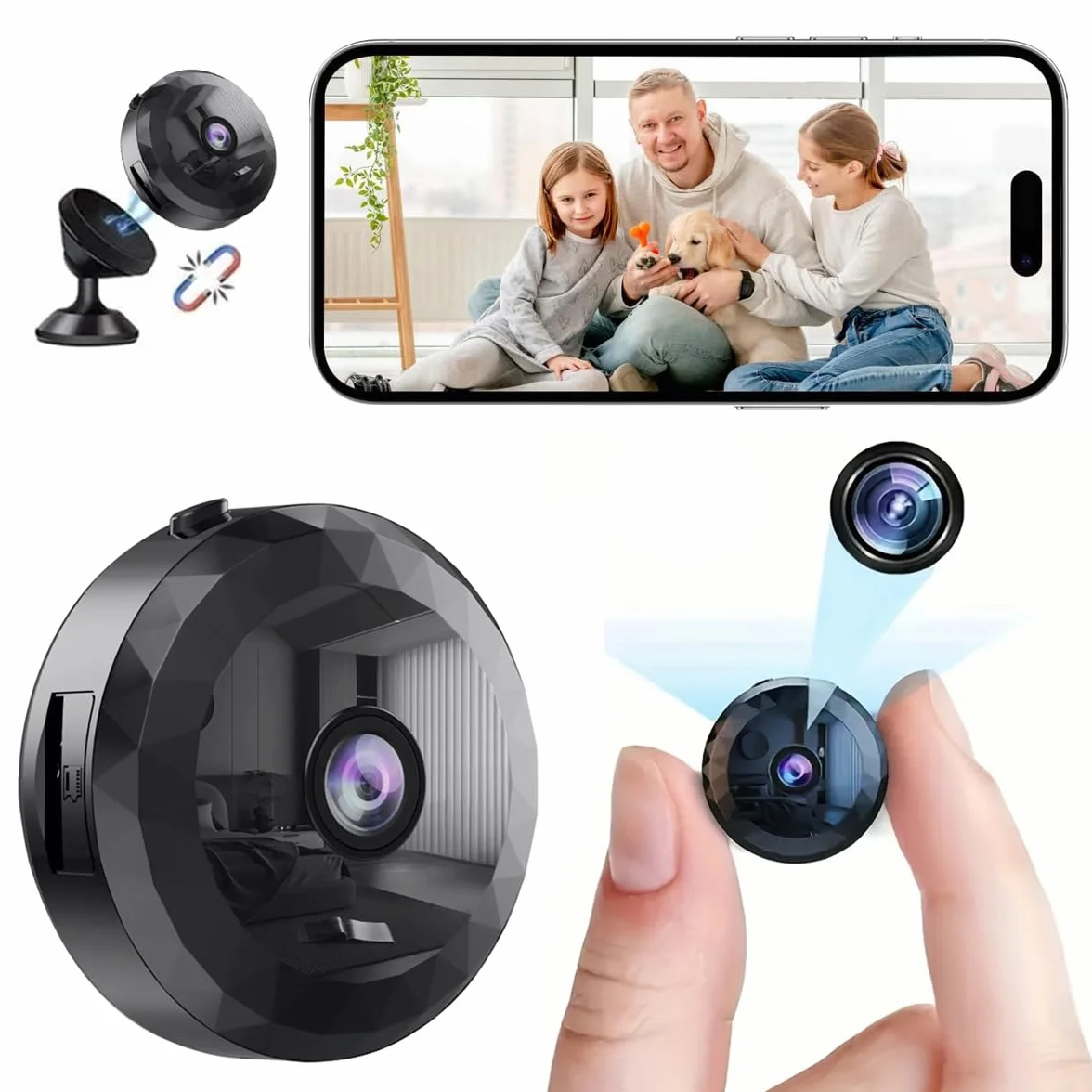 WiFi Caméra,1080P HD Caméra de Surveillance Interieur/Extérieur sans Fil avec Audio et Vidéo, avec Enregistrement Longue Batteries, pour l'extérieur/intérieur