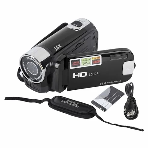 Yosoo Health Gear Caméscope Vidéo Portable 4K 48MP 16x Zoom Numérique Vlogging écran Rotatif LCD 2,7 Pouces Noir