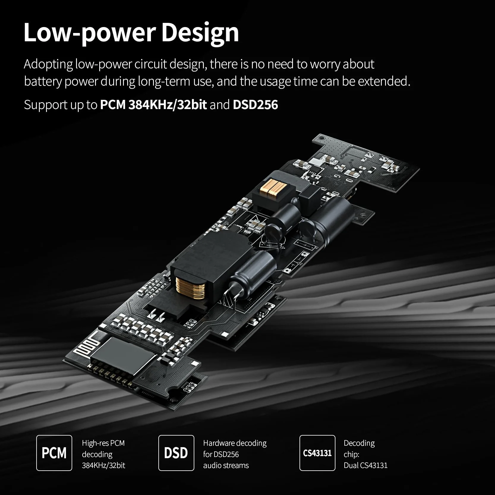 Yinyoo TRI TK1 Amplificateur de casque DAC portable à double puce CS43131 32 bits/384 kHz DSD256 pour audio Hi-Fi avec câble adaptateur USB-C vers USB-C pour prise de casque de 3,5 mm / 4,4 mm