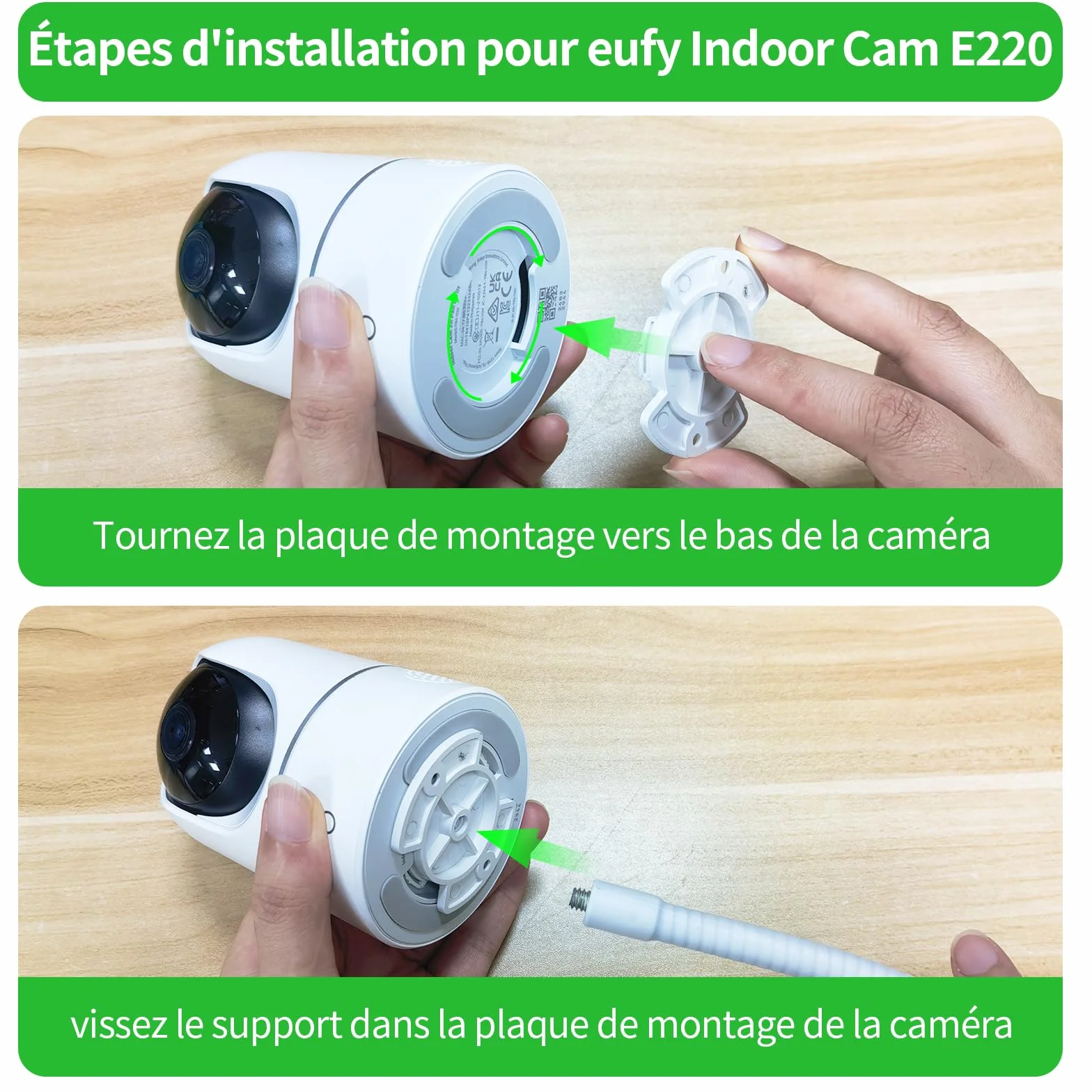 Support Flexible pour caméra pour Ring, Blink, Eufy, Google Nest, Wyze, Arlo et Autres caméras d'intérieur et d'extérieur avec Trou fileté 1/4, sans Outils ni dommages au Mur, Blanc