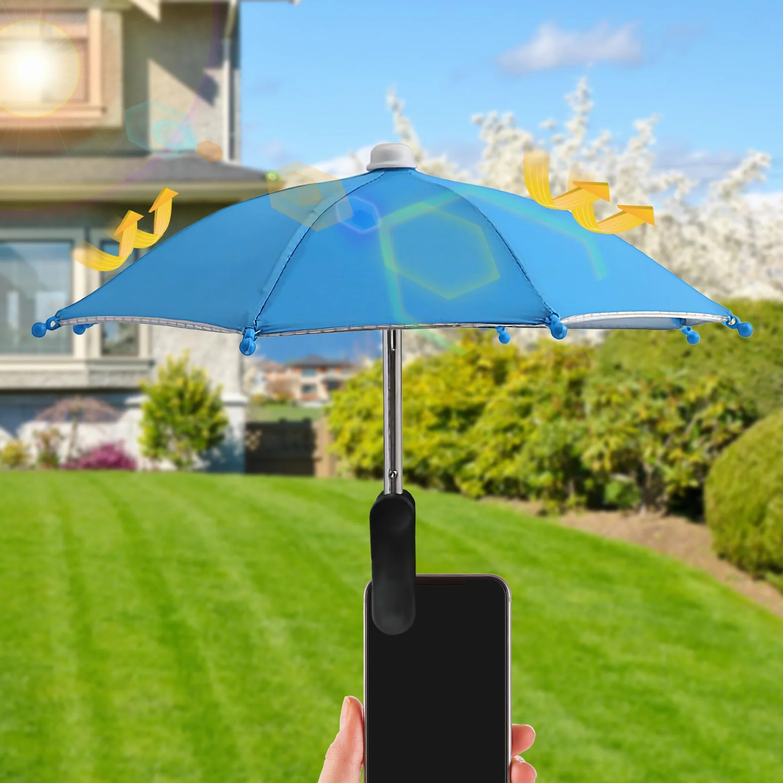 Genérico Parasol pour téléphone contre le soleil | Protection UV pour téléphone portable avec clip | Accessoires antireflets avec protection UV pour voiture, camping, plage, piscine extérieure