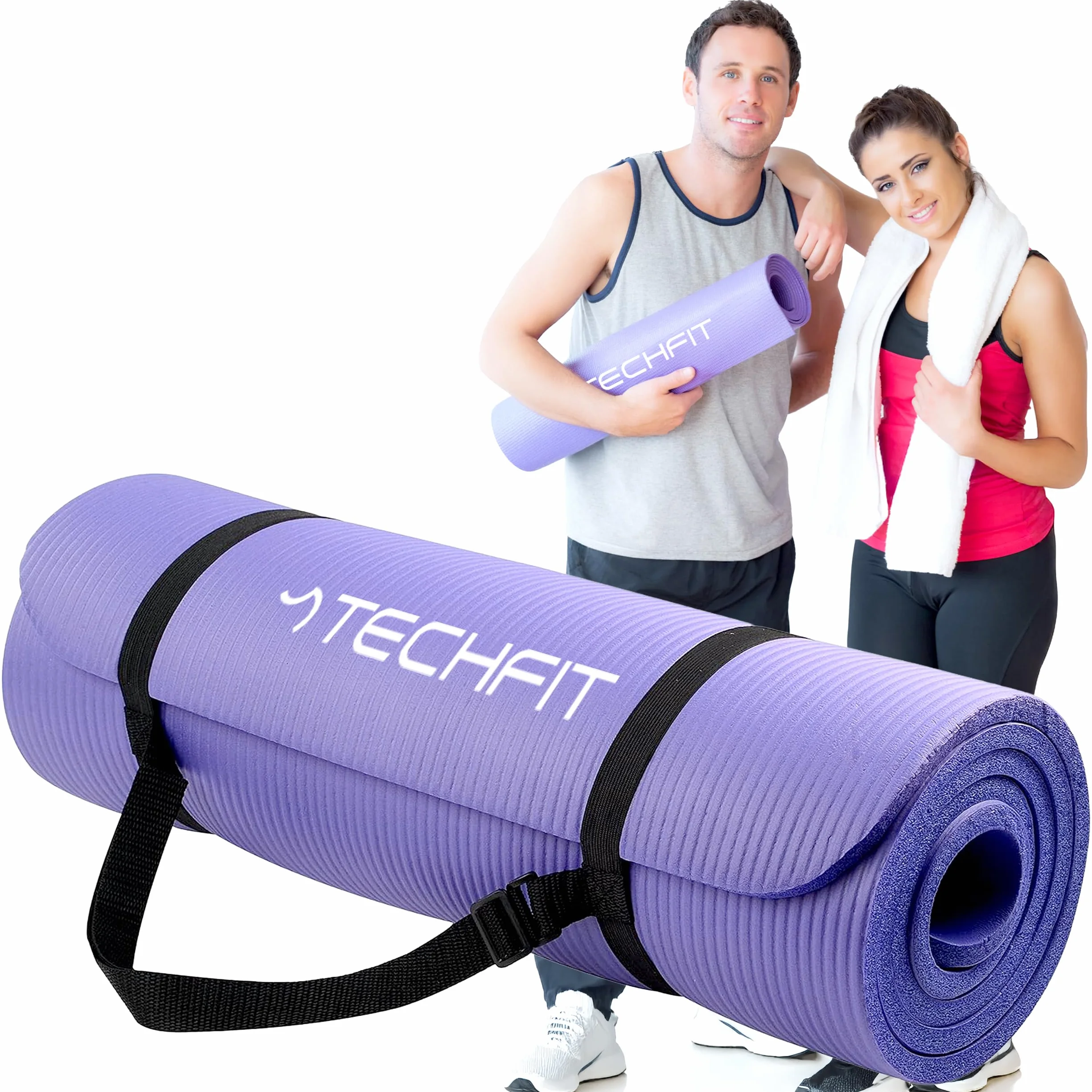 Tapis Yoga Antidérapant Professionnel TPE 180x60 cm 10 mm Non Toxique Hypoallergénique Durable avec Sangle et Sac