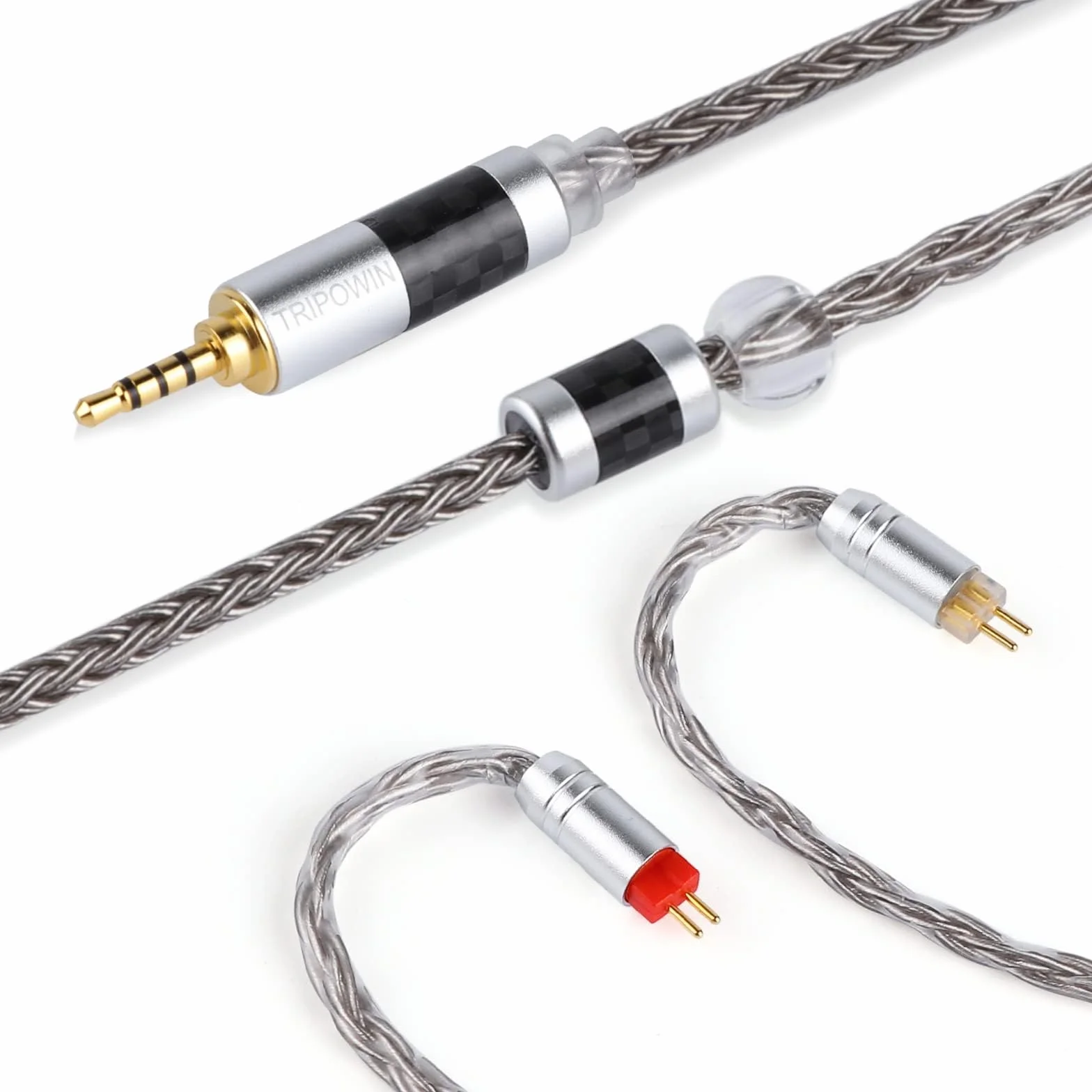 Tripowin Zonie IEM Câble 16 Fils Argenté 1,25m SPC In Ear Monitor 3,5mm 0,78mm 2pin Gris