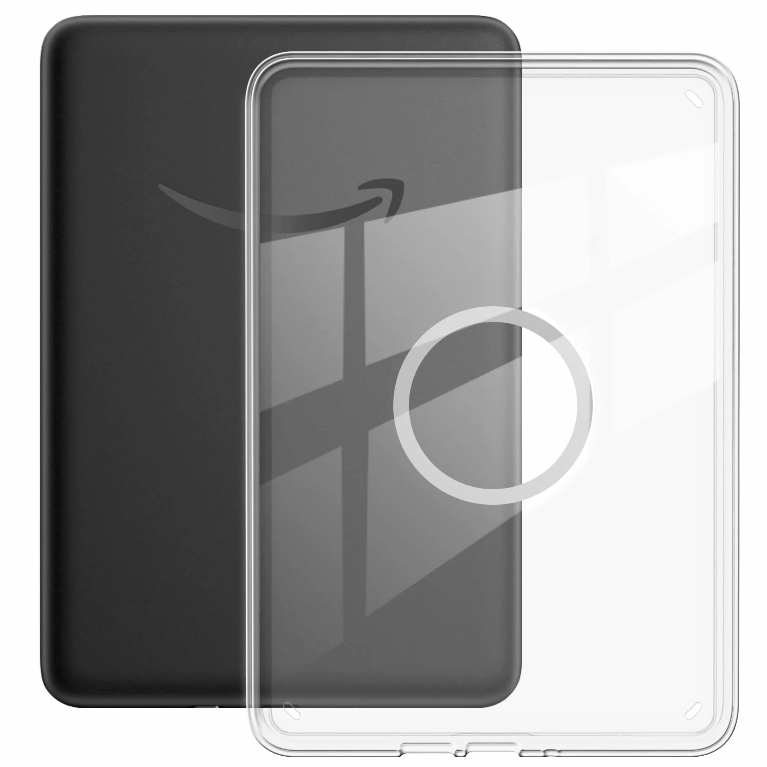 Coque pour Kindle 2024/2022, 360 Degrés 6" Etui Protection Liseuse 11. Generation, Magnétique Amovible Étui, Support Réglable Case, Transparent avec Mise en Veille/Réveil Pochette Housse, Noir