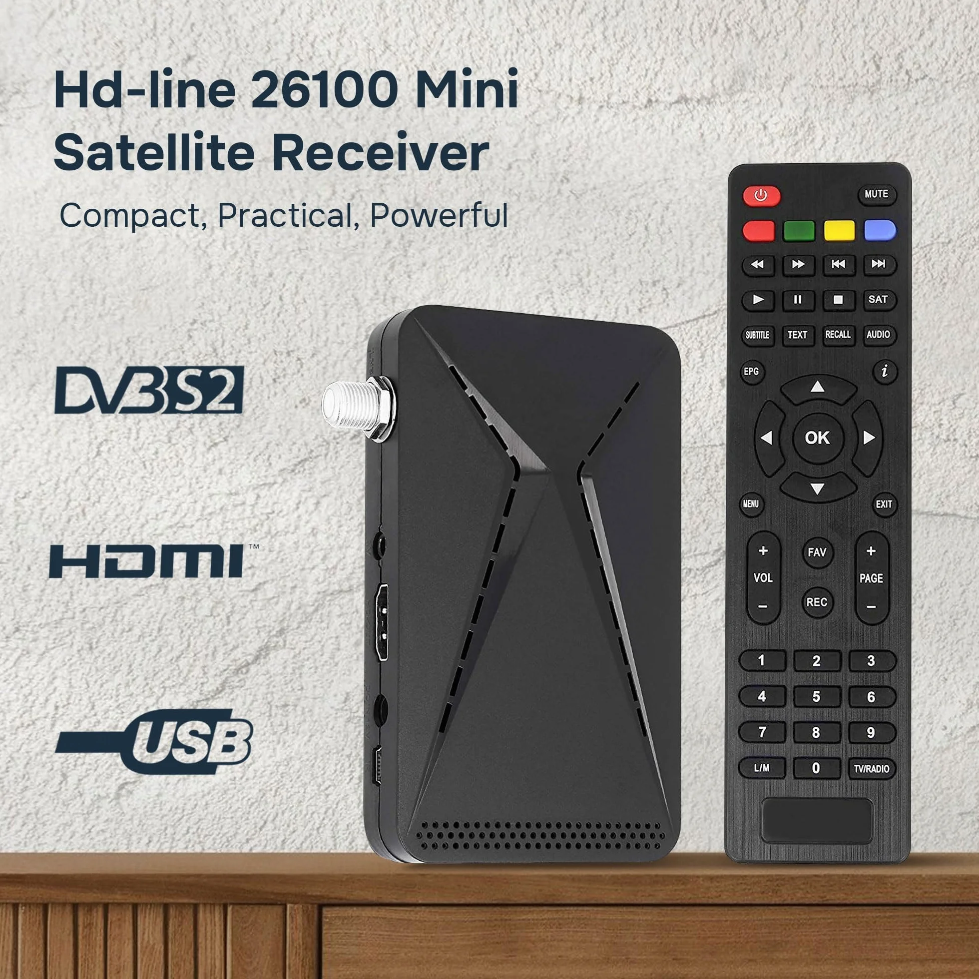 HD-line 26100 Mini Récepteur Satellite DVB-S2 /ARD & ZDF SD avec arrêt Automatique/Récepteur numérique Full HD 1080p (HDTV, USB)