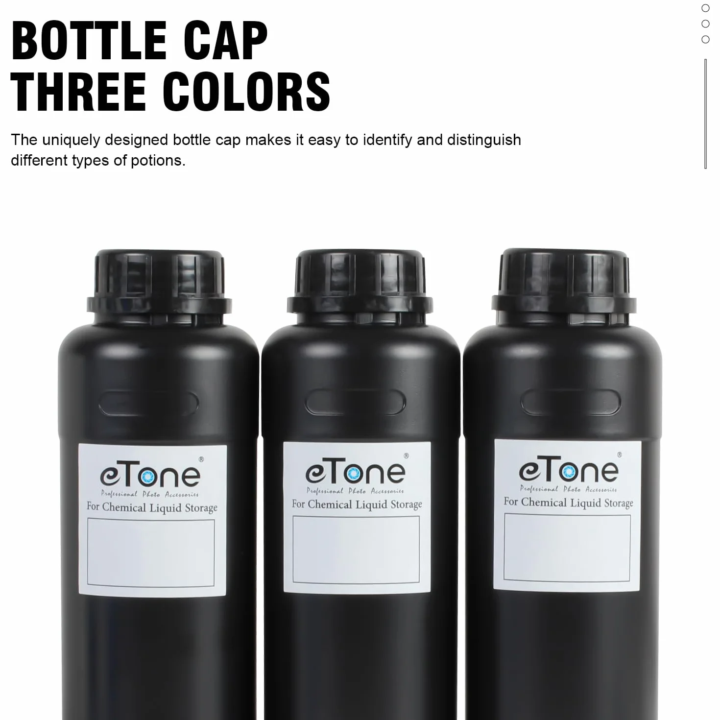 3X 500ml Bouteille en Plastique de Stockage de Produits Chimique de Laboratoire Chambre Noire pour développement de Films. (3X Noir)