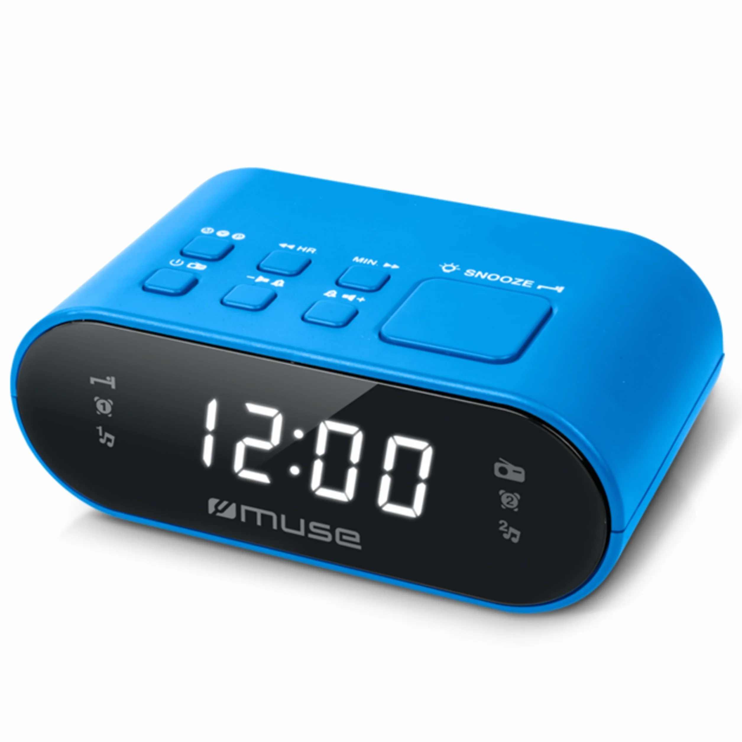 Muse M-10 BL Radio-réveil avec écran LED, 20 stations mémorisables Bleu