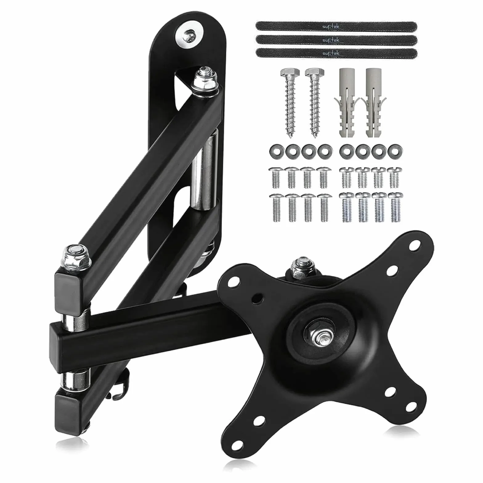 suptek Support TV Mural pour Moniteur et Télévision Plat/Incurvé de 15-32 Pouces, Rotation à 360° Inclinaison 20°, VESA 75x75 / 100x100mm jusqu'à 13 kg, Support Mural TV, Noir, MA2720
