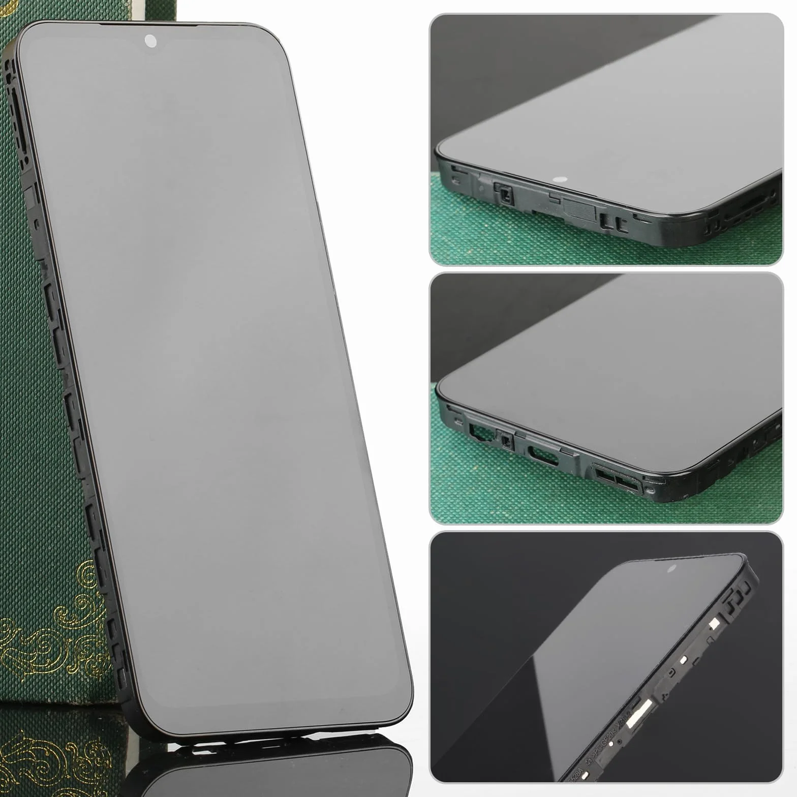 6.6'' Noir Kit Écran LCD avec Châssis pour Samsung Galaxy A14 4G SM-A145P SM-A145RZSUEUB Écran Complet Tactile LCD Display de Rechange et Outils + Verre trempé