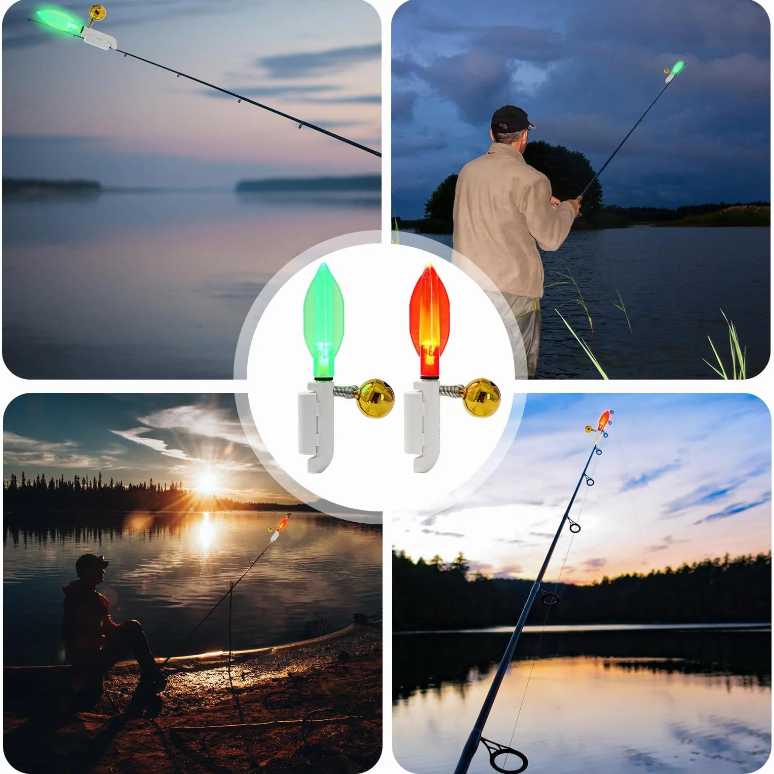 Lot de 6 Détecteurs de Touche de Pêche avec Lampe LED et Alarme Électronique