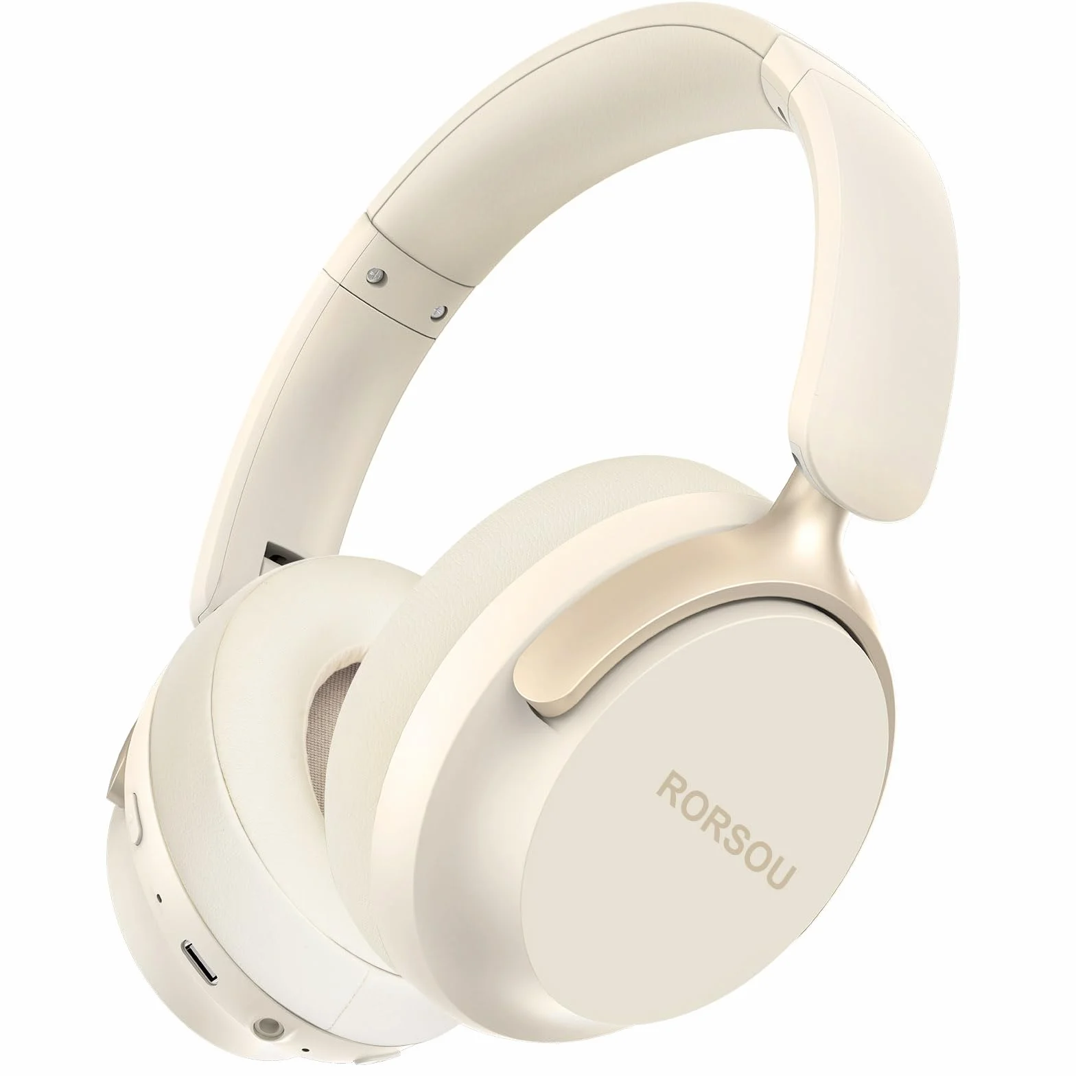 B8 Casque Bluetooth Supra-auriculaire, 6 Modes de Musique EQ et 50 Heures de Lecture, Basses Profondes, Casque sans Fil avec Micro, Casque stéréo HiFi léger et Pliable pour Beige Blanc