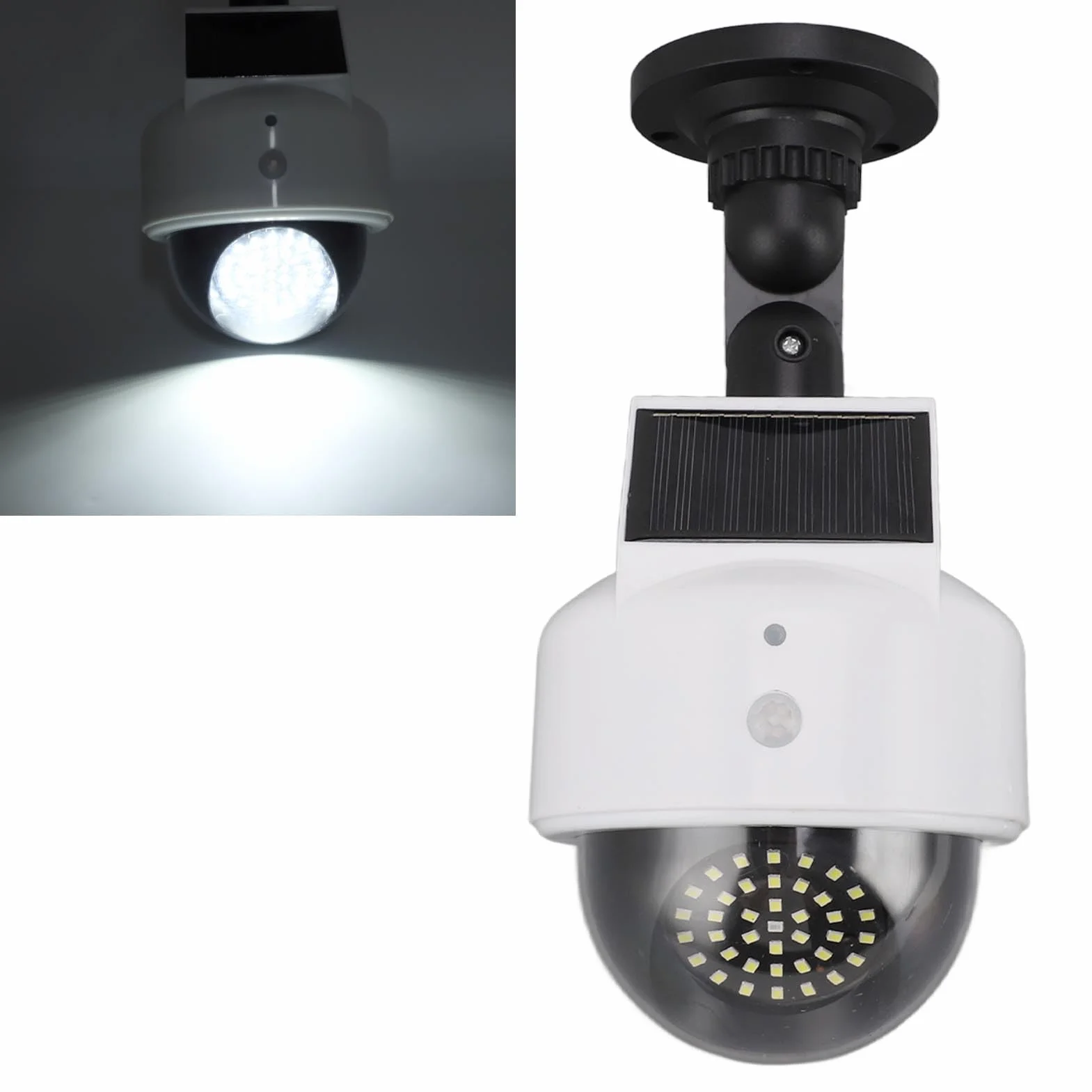 Zerodis Fausse Caméra Solaire Factice de sécurité Extérieure, Caméra de Surveillance Simulée à énergie Solaire pour Intérieur et Extérieur – Dissuadez Les Criminels et Protégez Votre