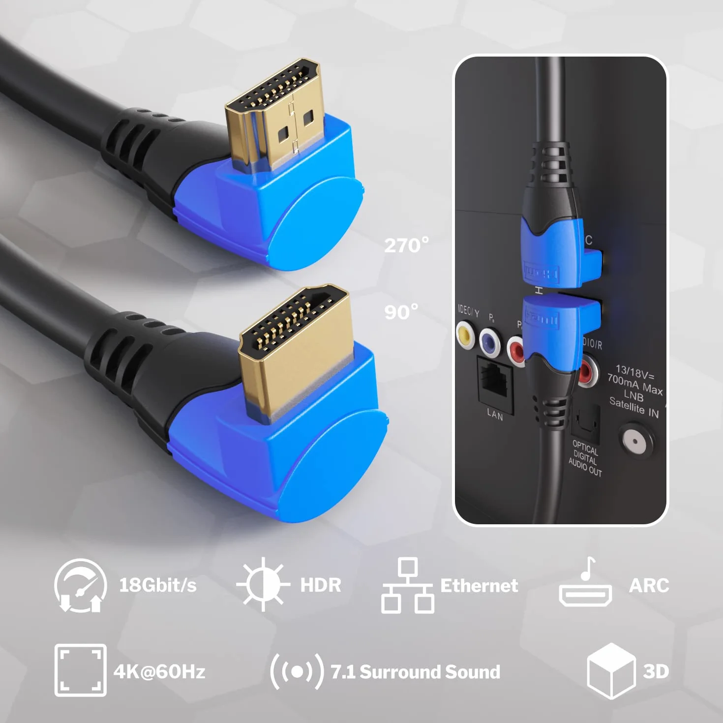 KabelDirekt – Câble HDMI 8K/4K coudé à 90° – 1,5m – blindage A.I.S., conçu en Allemagne (supporte tous les appareils HDMI comme PS5/Xbox/Switch – 8K@60Hz/4K@120Hz, HDCP, High Speed avec Ethernet)