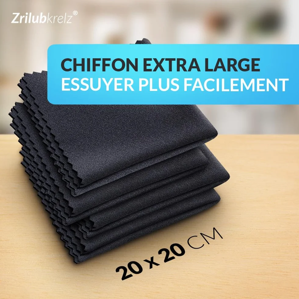 Zrilubkrelz® 8 Chiffons lunettes 20x20 cm – Chiffon microfibre lunettes – Chamoisine lunettes – Extra doux