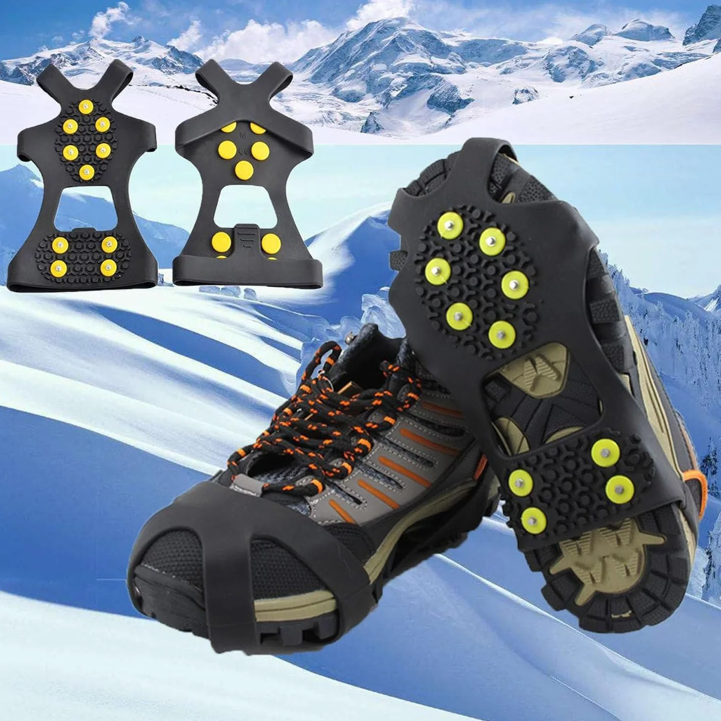 Crampons Antidérapant à Neige pour Chaussures Randonnée Hommes Femmes