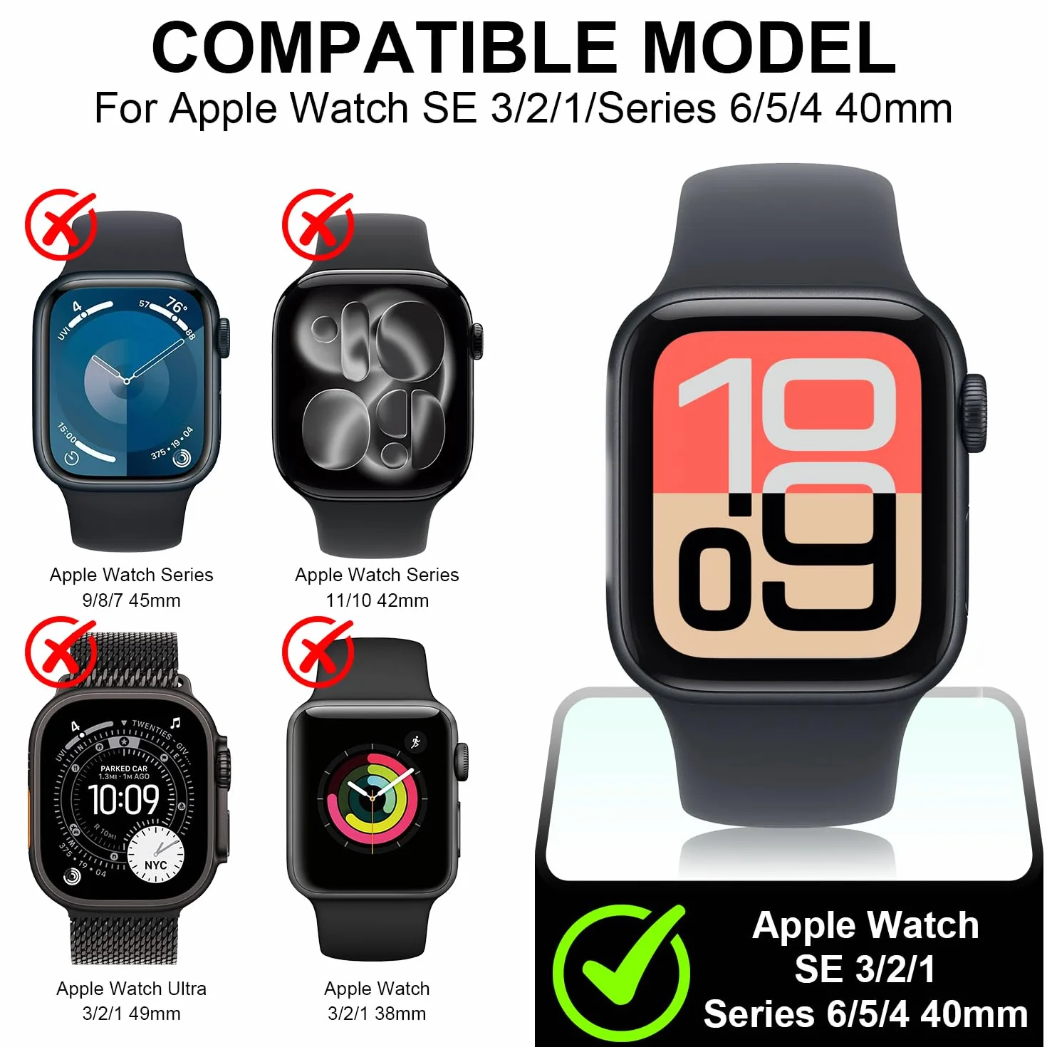 Diruite 2 Pièces Coque pour Apple Watch SE 3/2/1 /Series 6 5 4 40mm Protection Écran Dur PC Matériel Ultra Mince Verre Trempé Écran Case,Couleur Étoile,40mm
