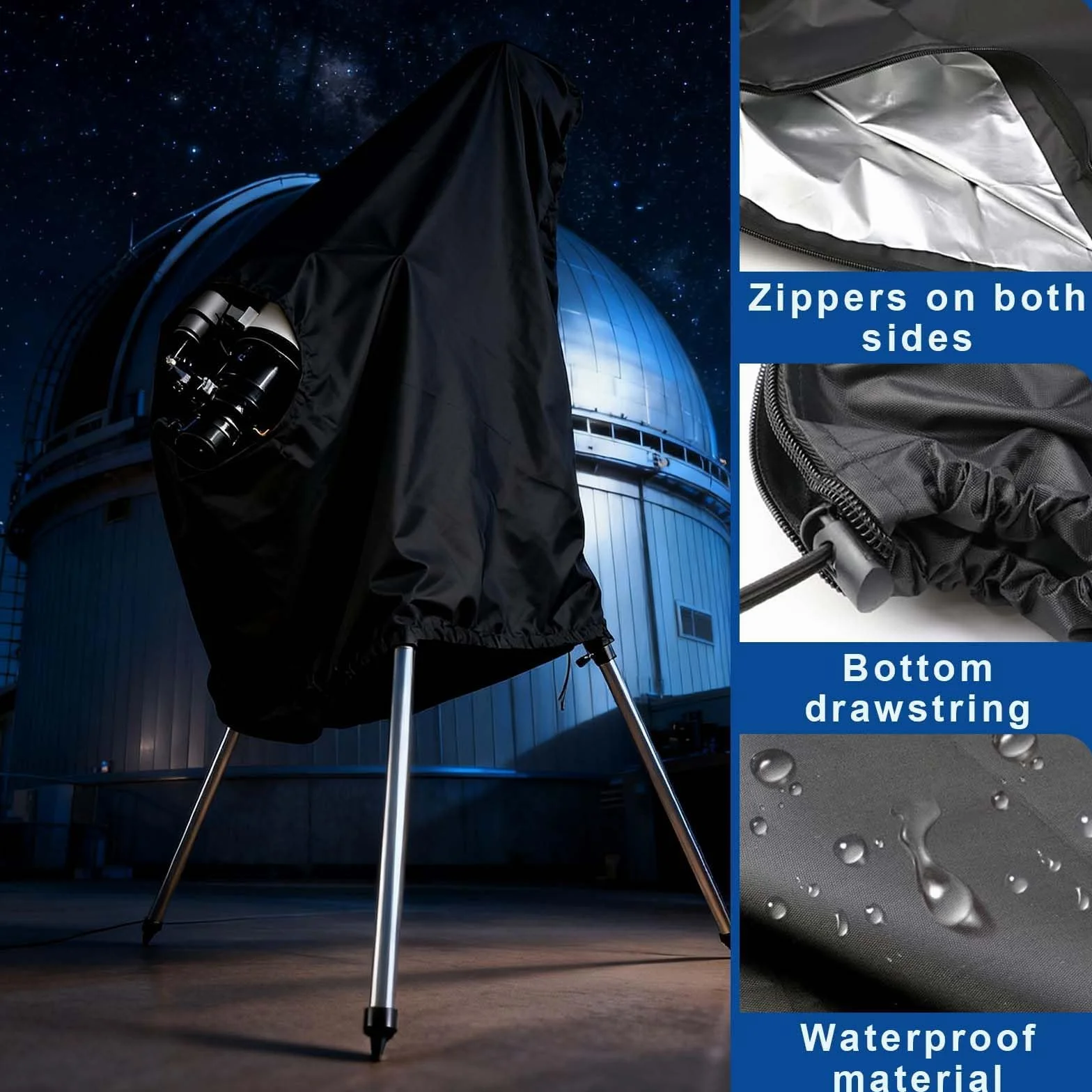 Housse anti-poussière imperméable pour télescope 150x85cm Protection étanche coupe-vent