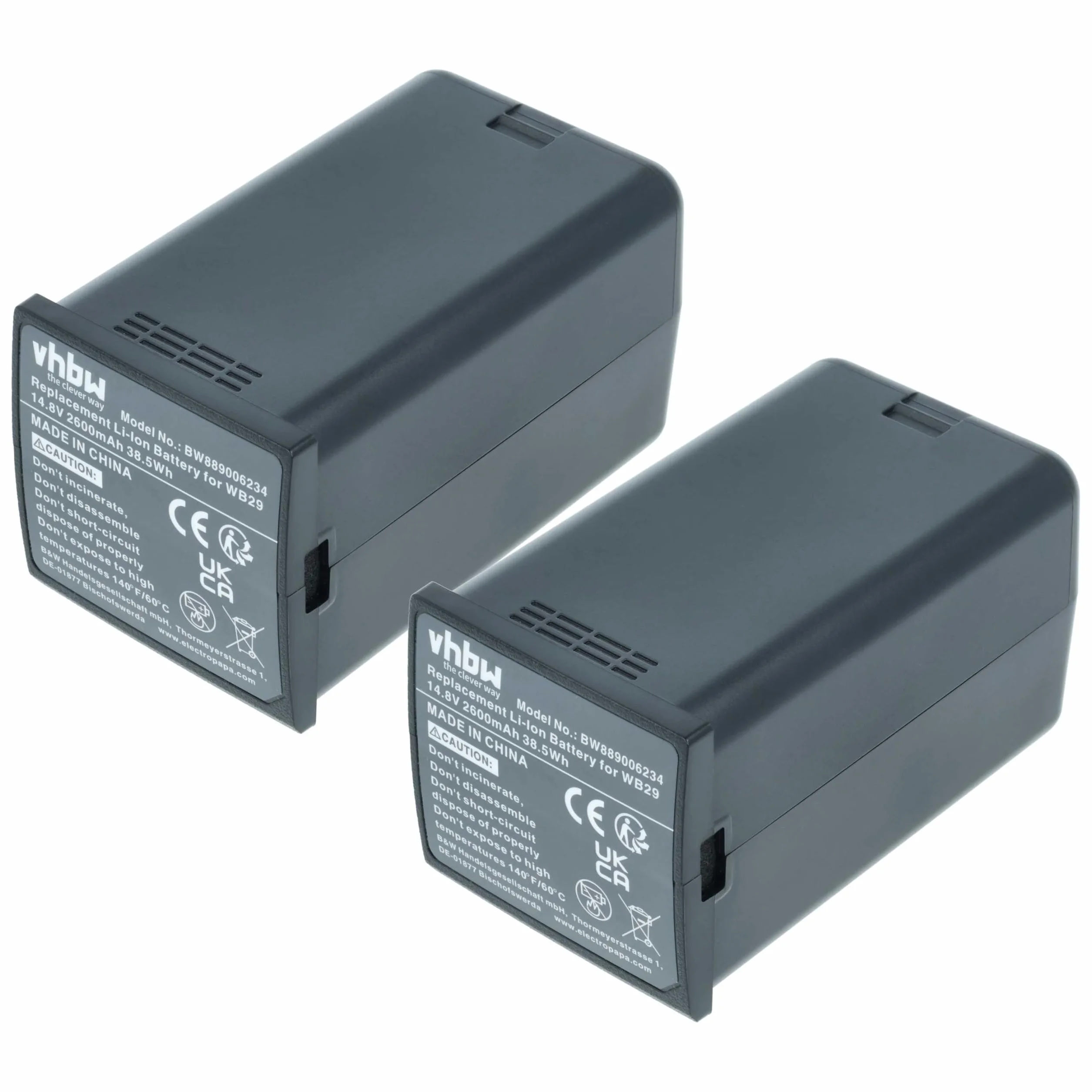 vhbw 2X Batterie Compatible avec Godox WB300P, AD200, AD200pro, AD300 Pro Flash Flash d'appareil Photo (2600mAh, 14,8V, Li-ION)