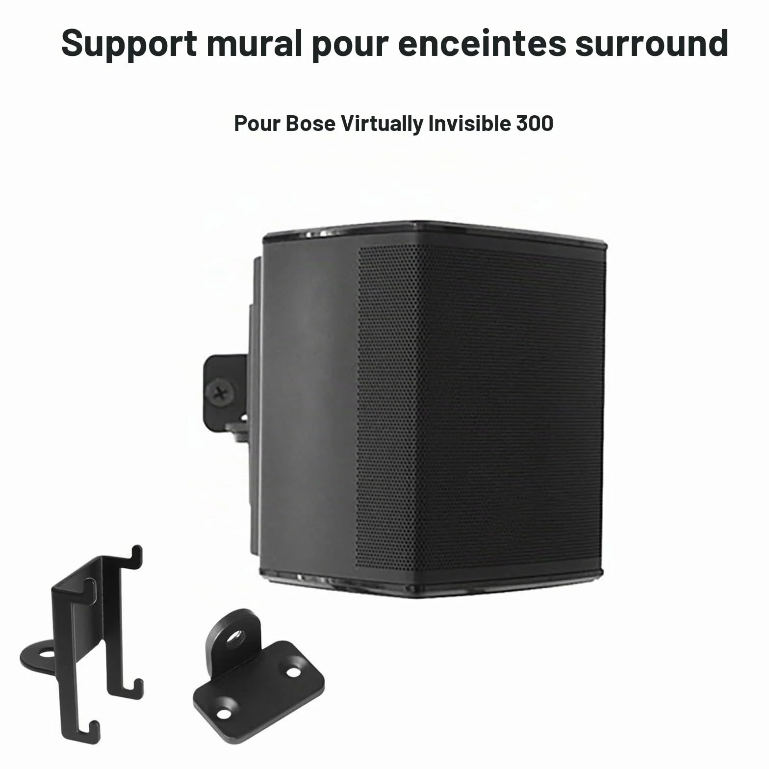 Lot de 2 supports muraux pour haut-parleurs surround sans fil Bose Virtually Invisible 300, noir