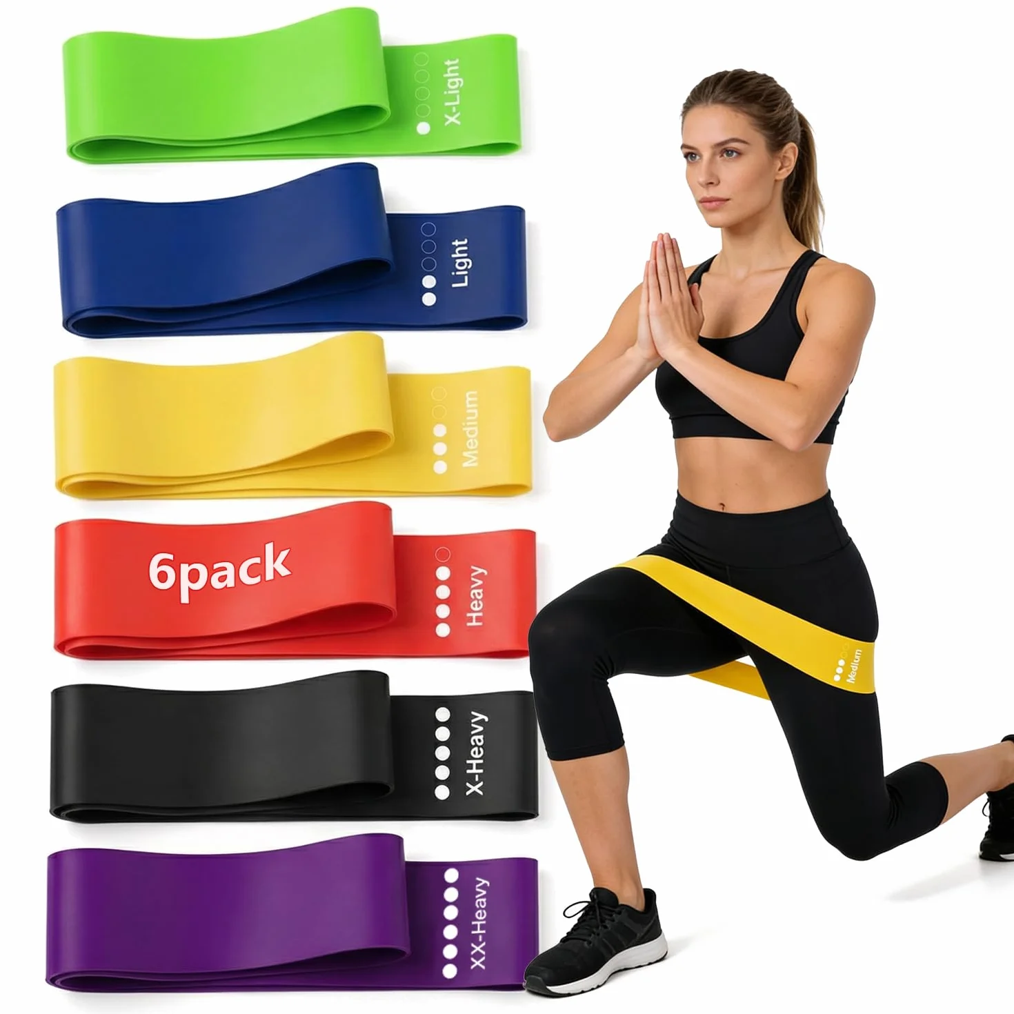 Grandes Bandes de Résistance Larges pour Jambes et Fessiers – Élastiques de Sport en Caoutchouc Synthétique Anti-Glisse