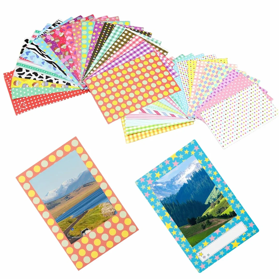 Lot de 60 Autocollants de Bordure Photo, Autocollants pour cadre photo, Jolis Autocollants Photo Compatibles avec le Film Instantané Mini 12/11/9/8/7S/70/40/50S/90 EVO