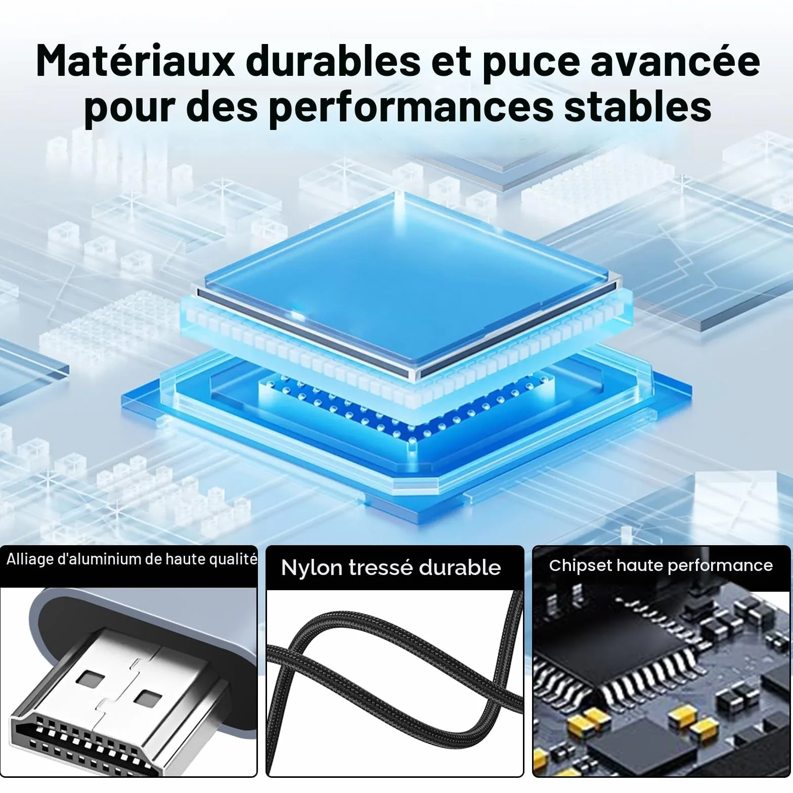 Câble USB C vers HDMI 4K60Hz T9 2 m tressé, adaptateur HDMI vers USB C, câble HDMI compatible avec iPhone 17/16/15 Pro Max, MacBook Pro/Air, iPad, Samsung S25/S24, Dell, Surface