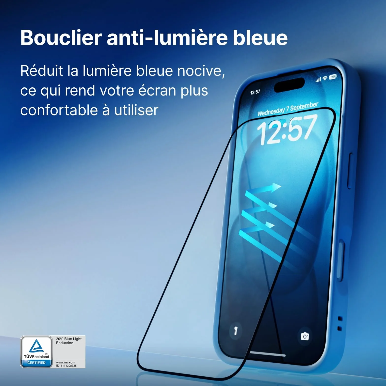 RhinoShield Protection d’écran Compatible [iPhone 17/17 Pro/ 16 Pro] | Verre trempé 9H – Haute Transparence, résistant aux Chocs et aux Rayures, Anti-lumière Bleue, Outil d’Installation Inclus