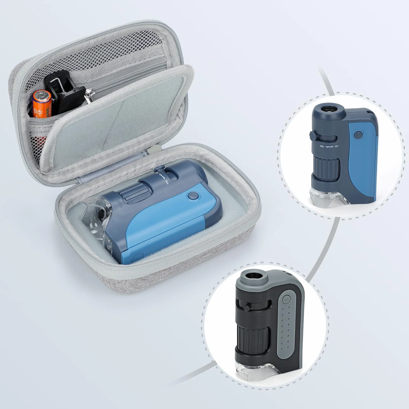Étui de voyage rigide pour microscope de poche Carson MicroBrite Plus 60x-120x LED MM-300