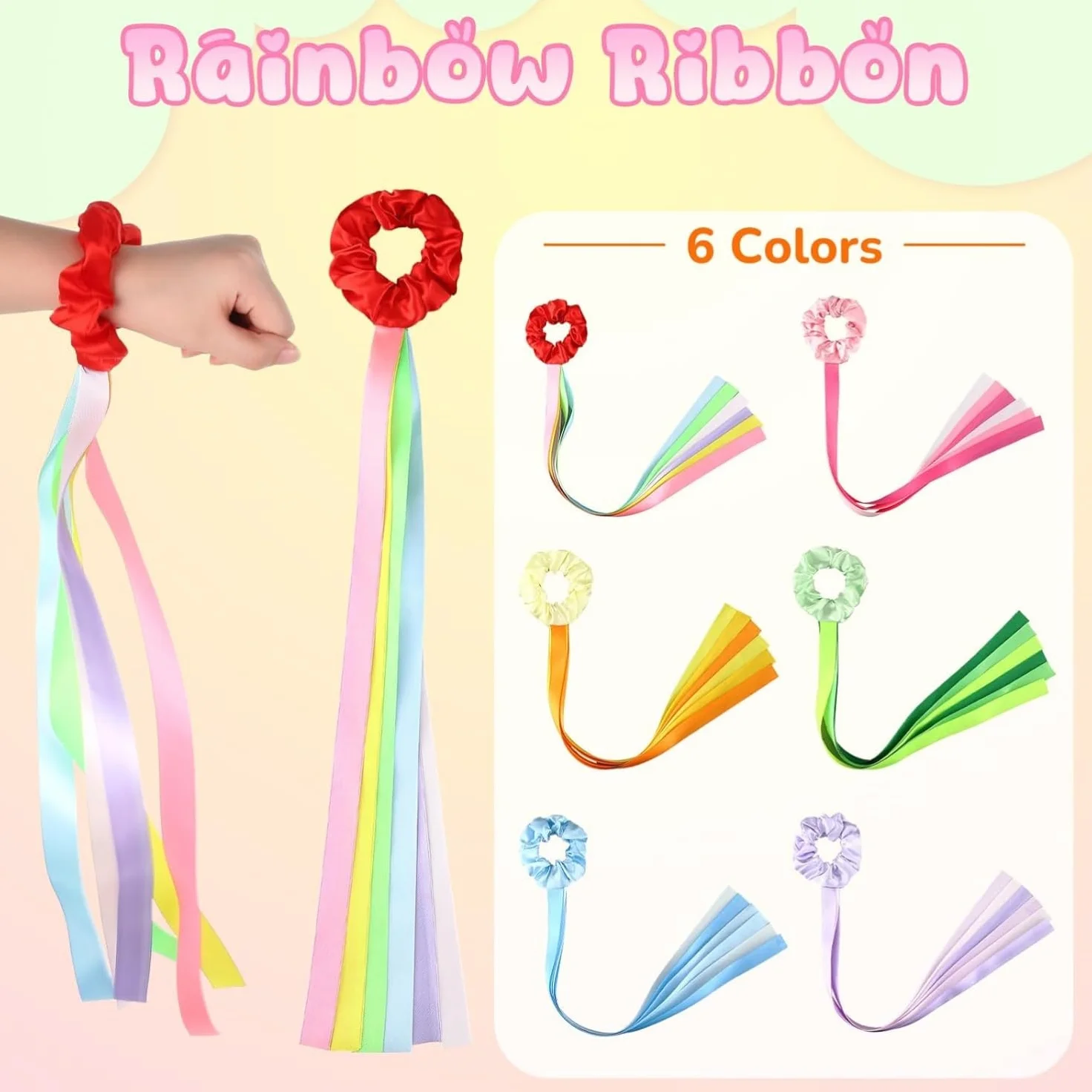 Lot de 12 bandes de danse arc-en-ciel - Bandes rythmiques pour poignet - Décoration de gymnastique pour enfants et adultes