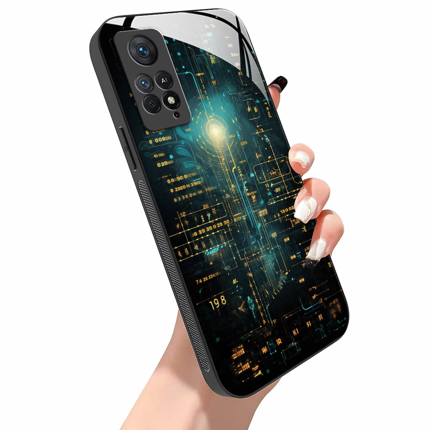 Coque Xiaomi Redmi Note 11 Pro Plus 5G Motif Abstrait Géométrique Arrière Verre Antichoc Cyberpunk