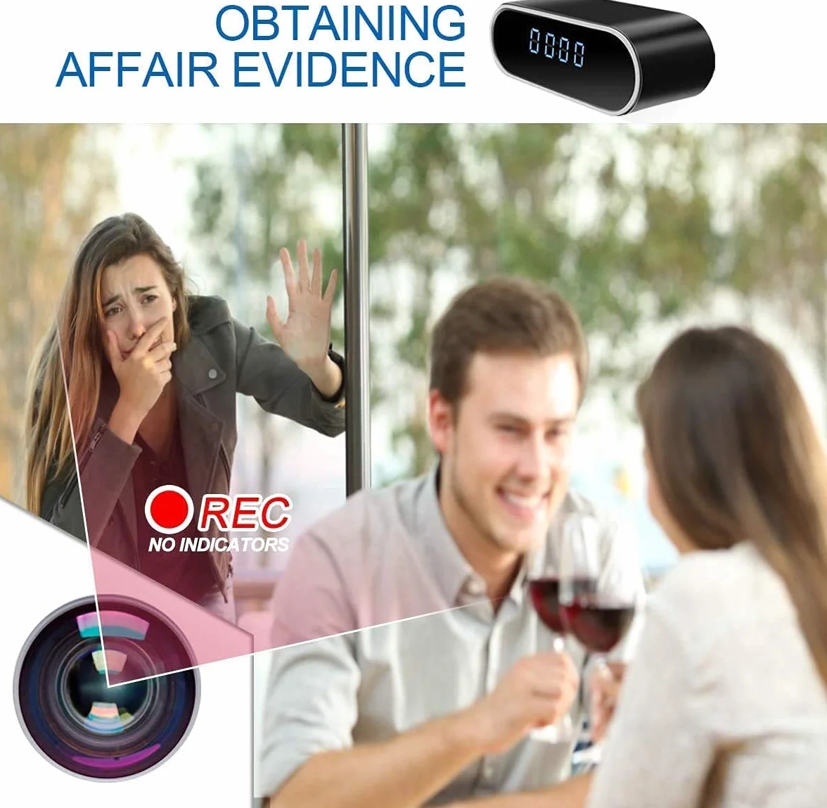 Camera Espion 1080P Mini Camera Surveillance WiFi -Interieur 150° HorlogeCaméra Cachée Espion a Distance Discrete Supportant la Vision Nocturne et la Détection de Mouvement (Noir)