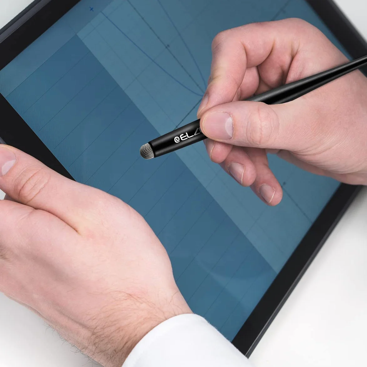 ELZO Stylo Tactile 4 pièces avec 6 Fibres de Remplacement pour iPad Android iPhone Samsung