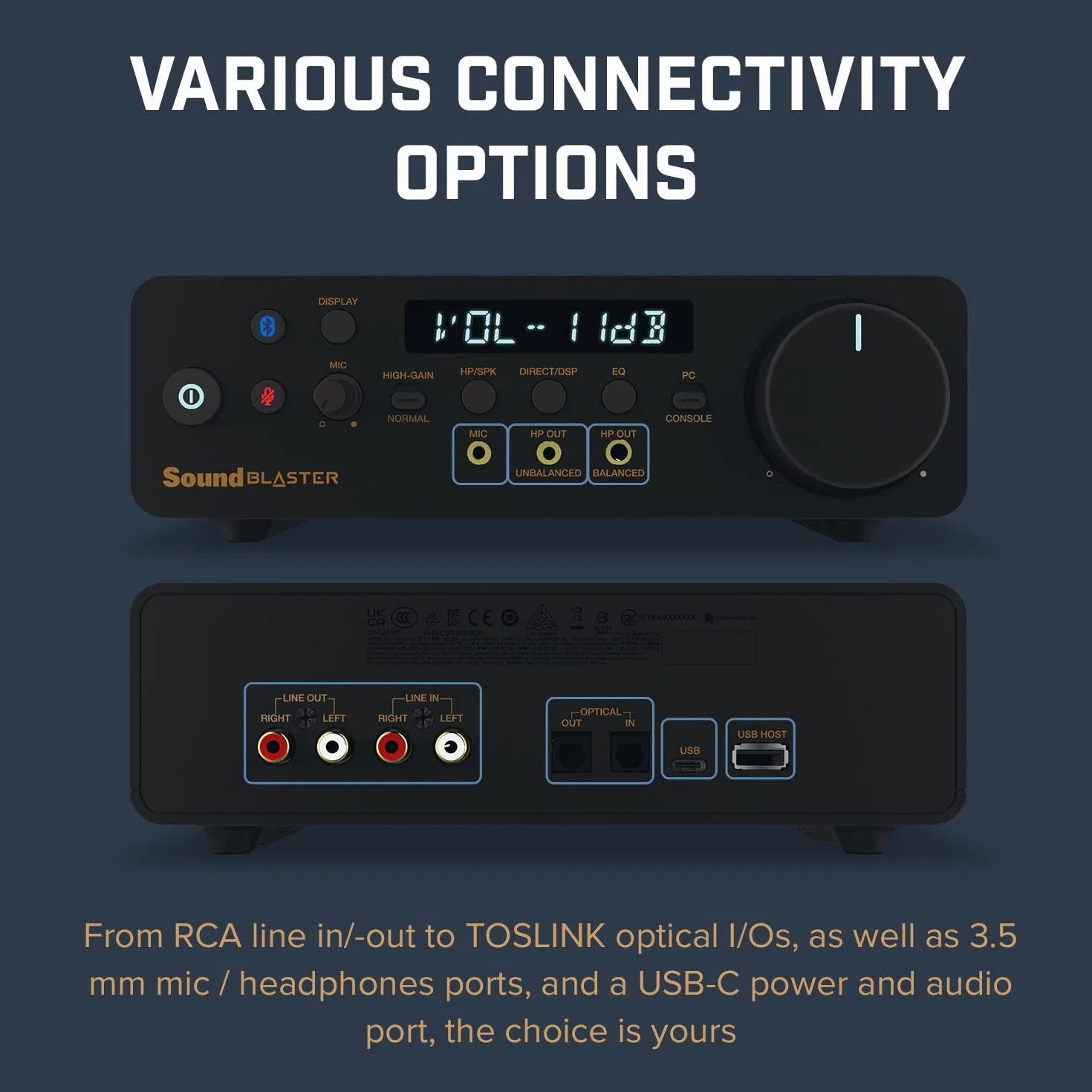 CREATIVE Sound Blaster X5 Hi-res 32-bit/384 kHz Convertisseur numérique-analogique USB Externe avec bi-ampli Casque Xamp entièrement équilibré et récepteur Bluetooth