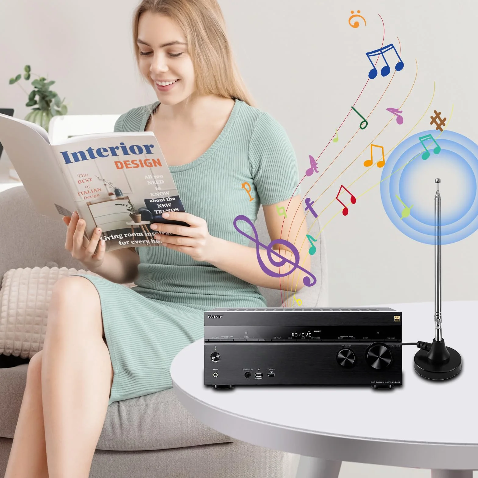 Antenne Radio FM Dab Intérieure 79CM avec Base Magnétique et Câble 3M, Réception Numérique HD pour Récepteur Stéréo, Home Cinéma, Tuner HiFi, TV, Audio Vidéo